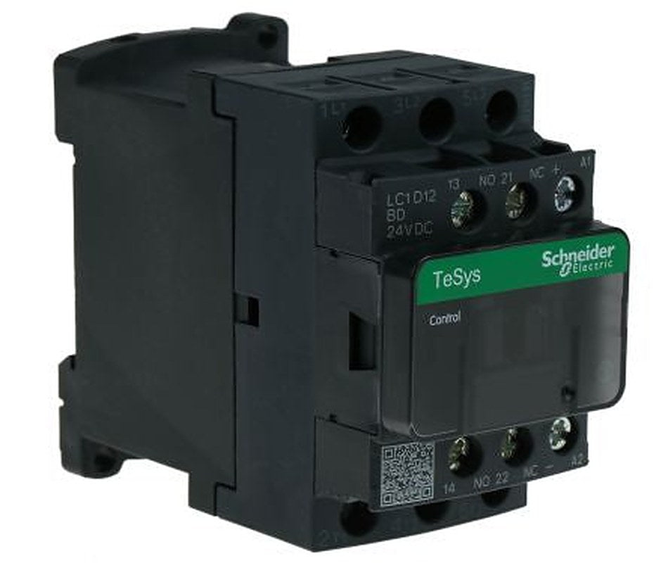 Schneider Electric LC1D Contactor, 24V dc Coil, 3-Pole, 12 A, 5.5 kW 24V dc, 3 NO, 690V ac