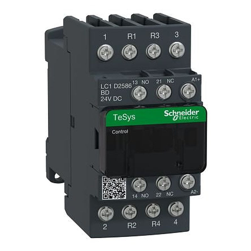 Schneider Electric TeSyS D Contactor, 24V dc Coil, 4-Pole, 40 A, 3.2 W 24V dc, 2 NO/2 NC, 300 V dc, 690V ac