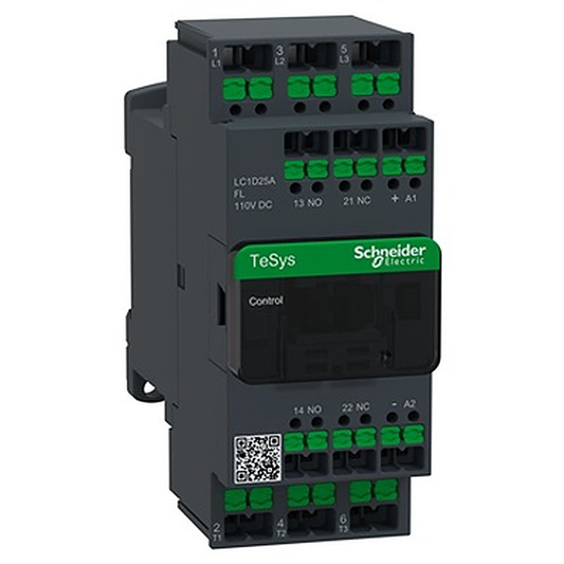 Schneider Electric TeSys Deca Contactor, 110V dc Coil, 3-Pole, 40 A, 2.4 W 110V, 1 NO/1 NC, 690V ac