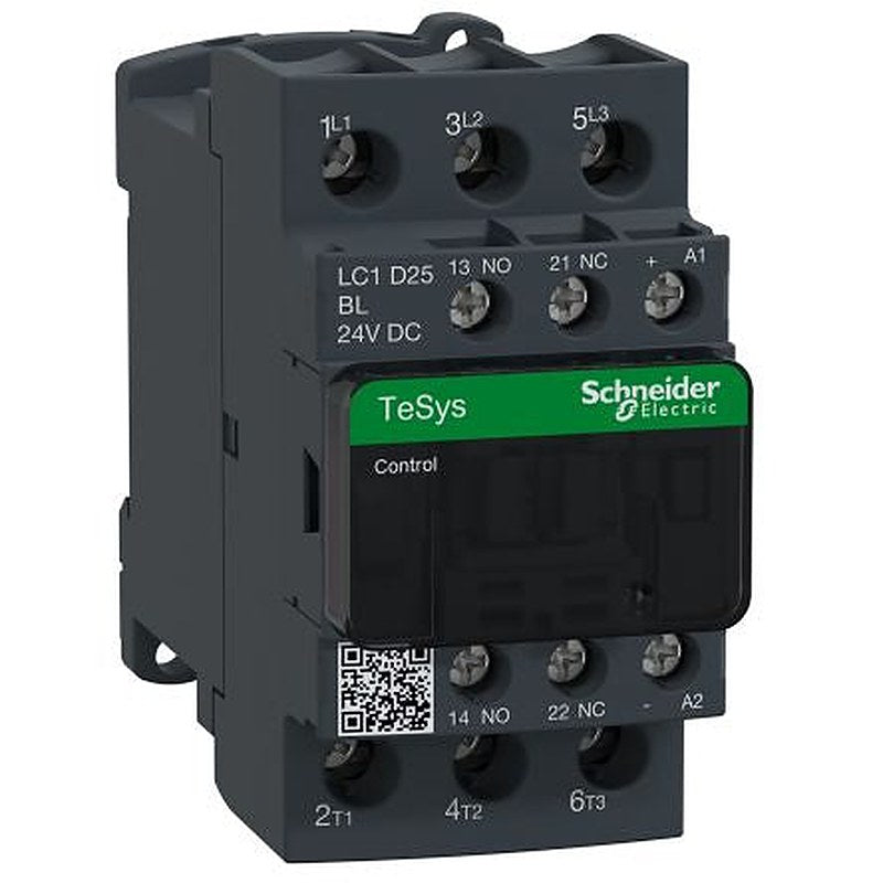 Schneider Electric TeSyS D Contactor, 24V dc Coil, 3-Pole, 25 A, 11 kW 24V dc, 3 NO, 690V ac