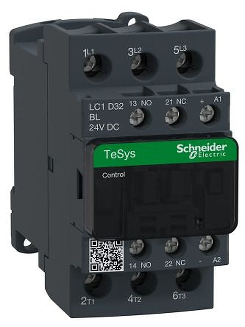 Schneider Electric TeSyS D Contactor, 24V dc Coil, 3-Pole, 32 A, 15 kW 24V dc, 3 NO, 690V ac