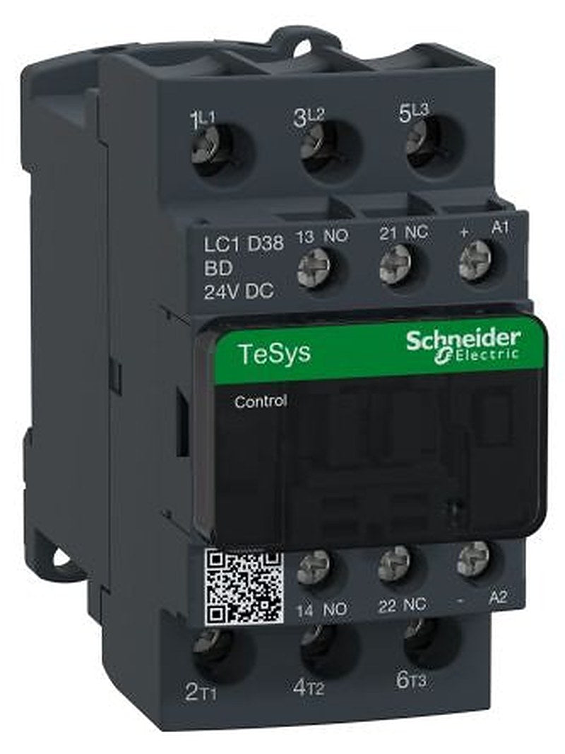 Schneider Electric TeSyS D Contactor, 24V dc Coil, 3-Pole, 38 A, 18.5 kW 24V dc, 3 NO, 690V ac