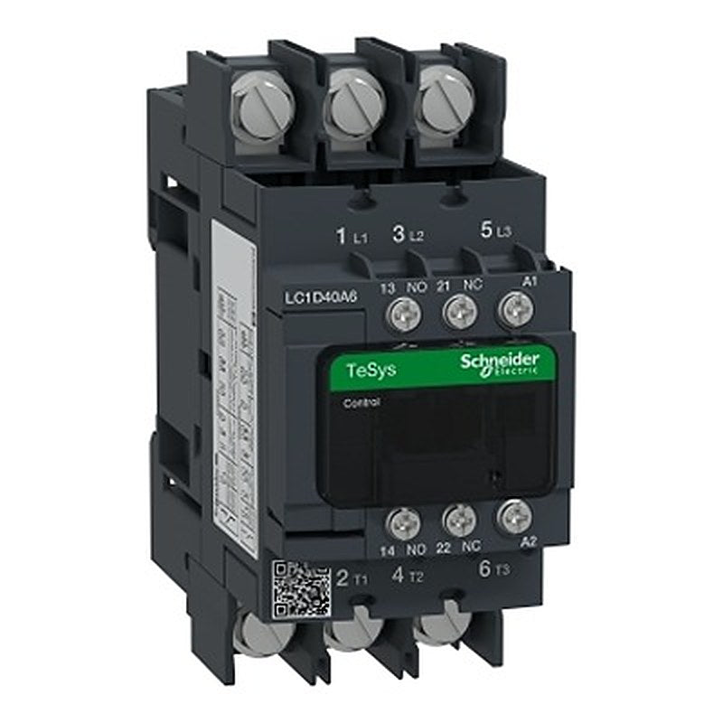 Schneider Electric TeSys Deca Contactor, 208V Coil, 3-Pole, 40 A, 18.5 kW 208V, 3 NO, 69V