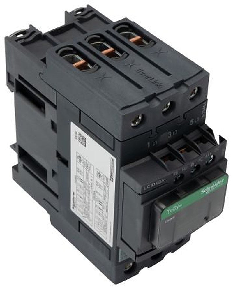 Schneider Electric LC1D Contactor, 24V dc Coil, 3-Pole, 40 A, 18.5 kW 24V dc, 3 NO, 690V ac