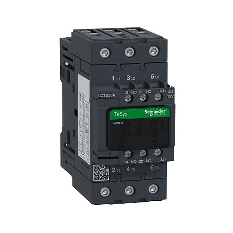Schneider Electric TeSyS D Contactor, 12V dc Coil, 3-Pole, 50 A, 33 kW 12V dc, 3 NO, 690V ac/dc