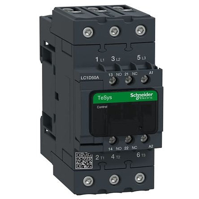 Schneider Electric LC1D Contactor, 220V ac Coil, 3-Pole, 50 A, 22 kW 220V ac, 3 NO, 690V ac