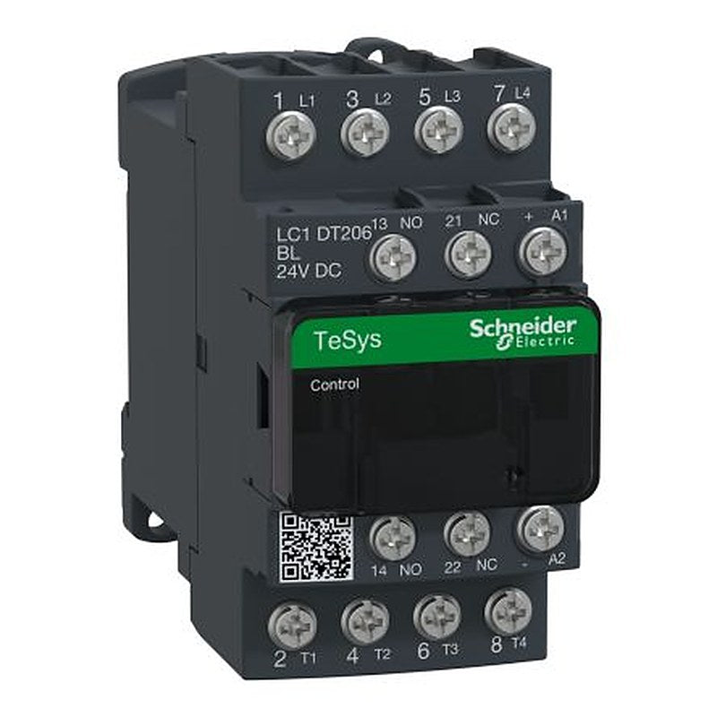 Schneider Electric LC1 Contactor, 24V dc Coil, 4-Pole, 20 A, 1.56 W, 4 NO, 24V dc
