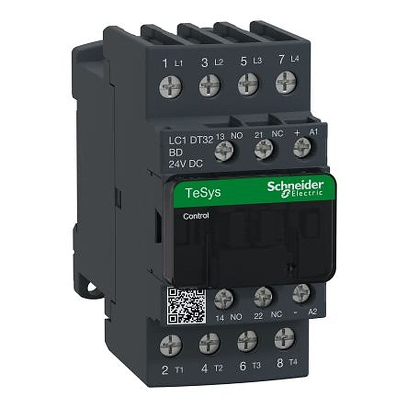 Schneider Electric TeSyS D Contactor, 24V dc Coil, 4-Pole, 32 A, 5.4 W 24V dc, 4 NO, 690V ac