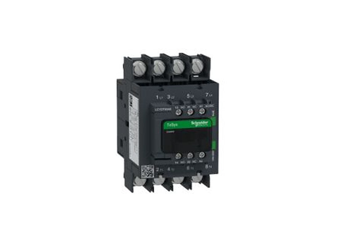 Schneider Electric LC1D Contactor, 100V ac/dc, 250 V ac/dc Coil, 4-Pole, 66 A 100V ac/dc, 250 V ac/dc, 1 NO/1 NC, 690V