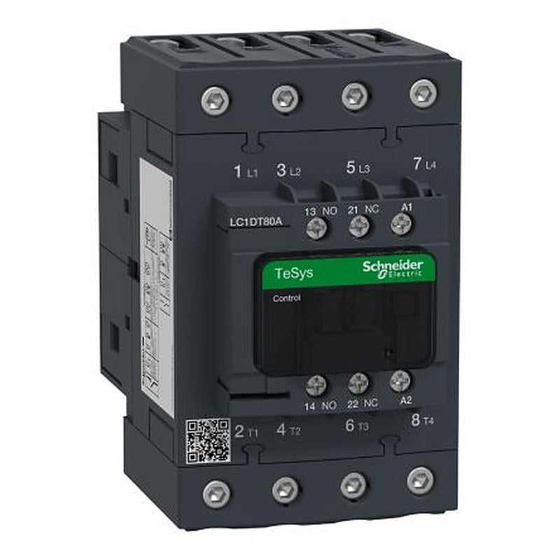 Schneider Electric TeSyS D Contactor, 24V ac Coil, 4-Pole, 80 A, 10.2 W 415V, 4 NO, 690V ac