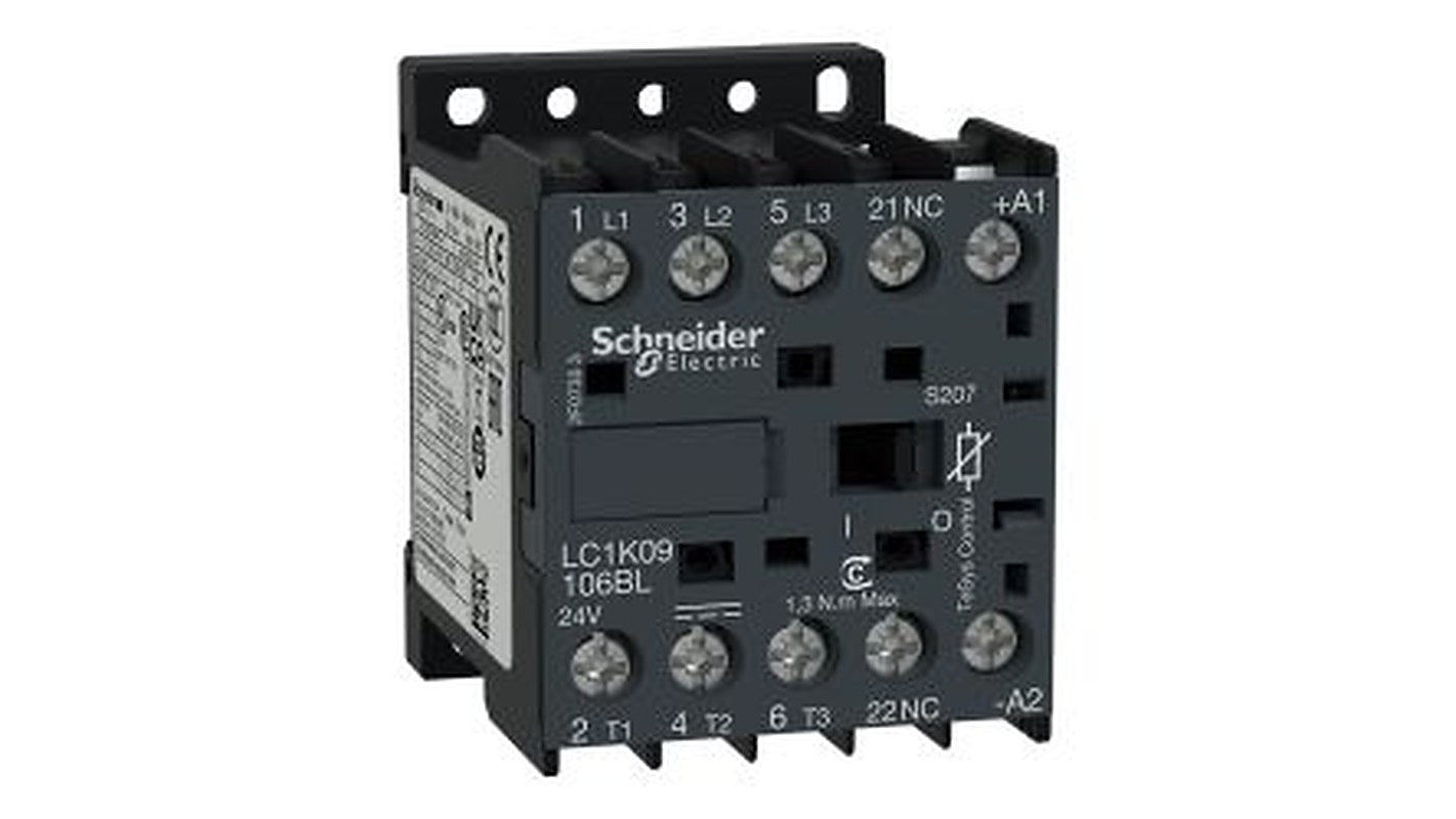 Schneider Electric TeSys K Contactor, 24V dc Coil, 3-Pole, 20 A, 4 kW 24V dc, 3 NO, 690V ac