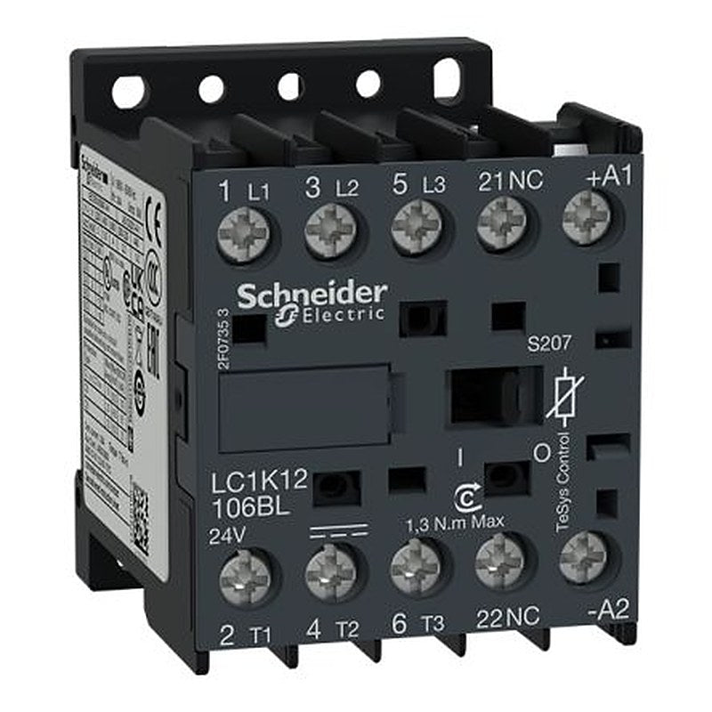 Schneider Electric TeSys K Contactor, 24V Coil, 3-Pole, 12 A, 3 kW, 3 NO, 24V