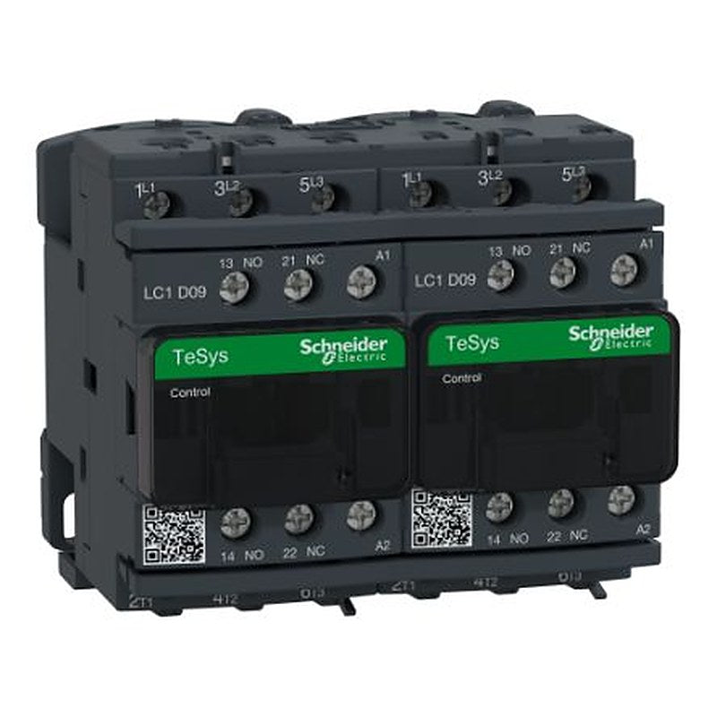 Schneider Electric TeSyS D Reversing Contactor, 24V Coil, 3-Pole, 9 A, 4 kW, 1 NO/1 NC, 690V