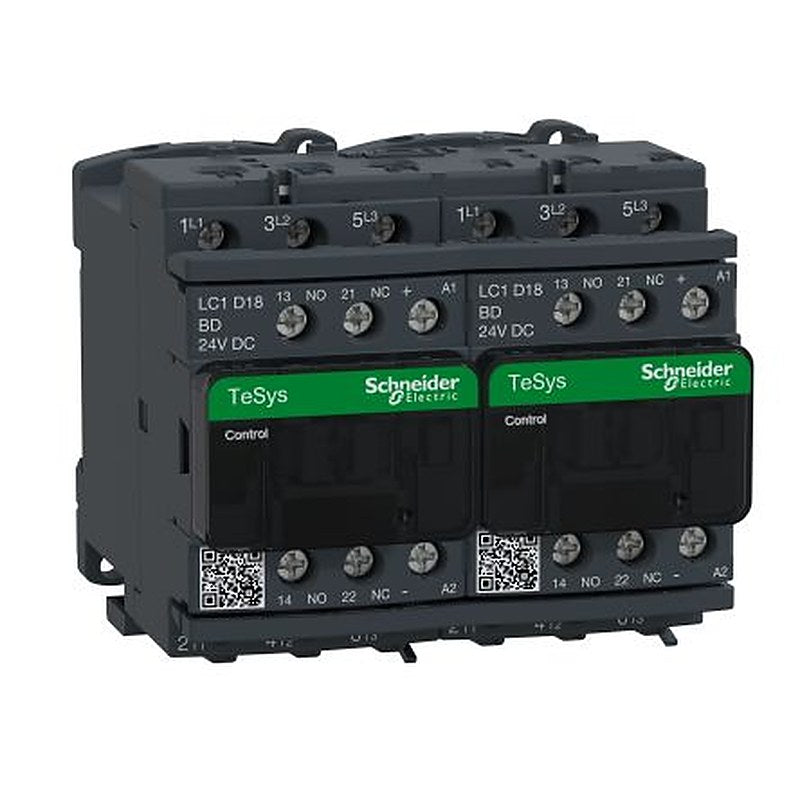 Schneider Electric TeSyS D Contactor, 24V dc Coil, 3-Pole, 18 A, 7.5 kW 24V dc, 3 NO, 690V ac