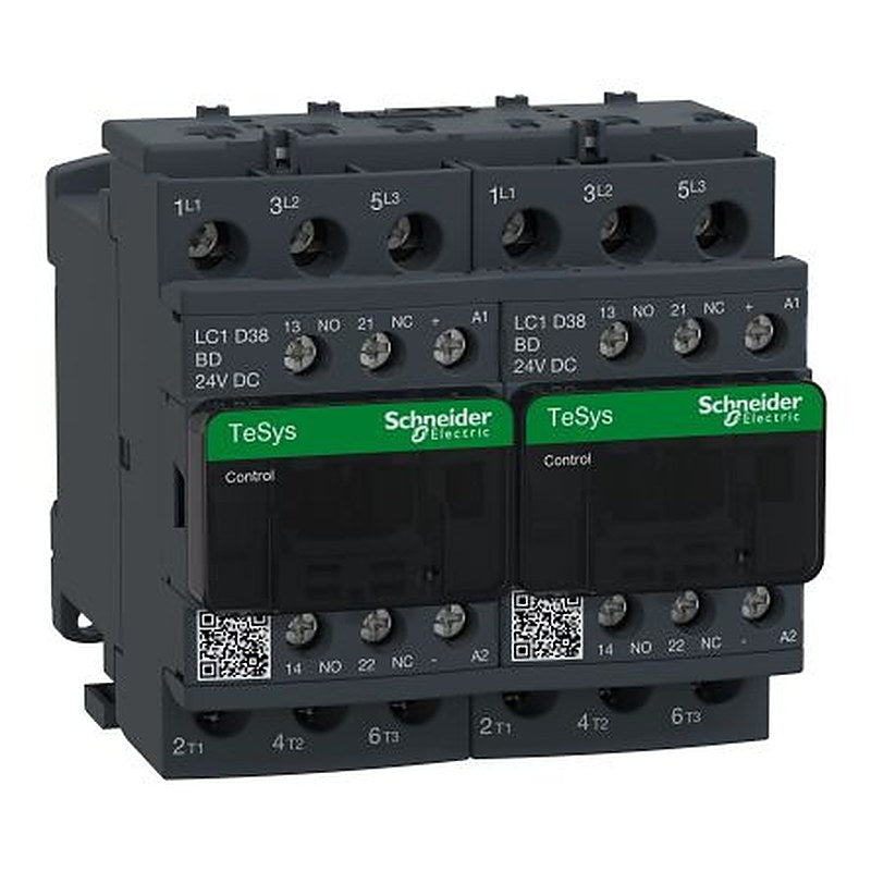 Schneider Electric TeSyS D Contactor, 24V dc Coil, 3-Pole, 38 A, 18.5 kW 24V dc, 1 NO/1 NC, 440V
