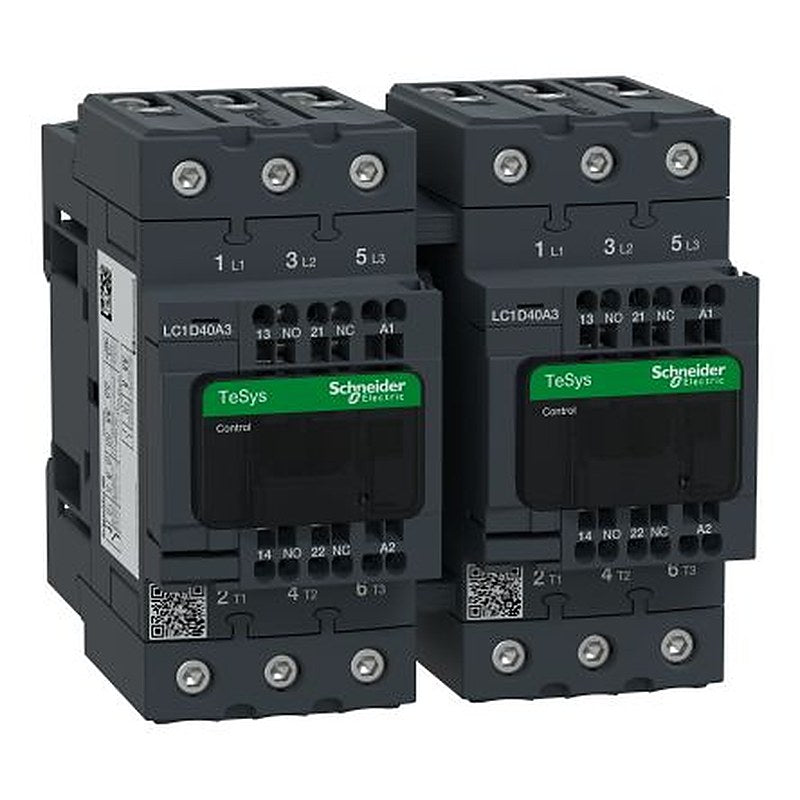 Schneider Electric TeSyS D Reversing Contactor, 115V ac Coil, 3-Pole, 40 A, 18.5 kW 115V, 1 NO/1 NC, 690V