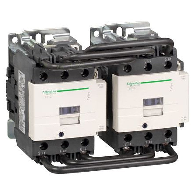 Schneider Electric TeSyS D Reversing Contactor, 24V ac Coil, 3-Pole, 125 A, 37 kW, 1 NO/1 NC, 1kV
