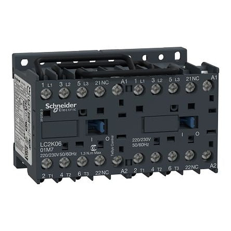 Schneider Electric LC2K Reversing Contactor, 110V ac Coil, 3-Pole, 6 A, 2.2 kW 110V ac, 1 NC, 600V ac