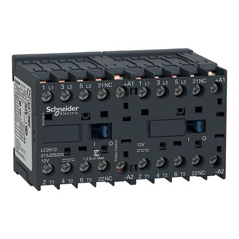 Schneider Electric TeSys K Contactor, 12V Coil, 3-Pole, 12 A, 3 W 12V, 1 NC, 12V