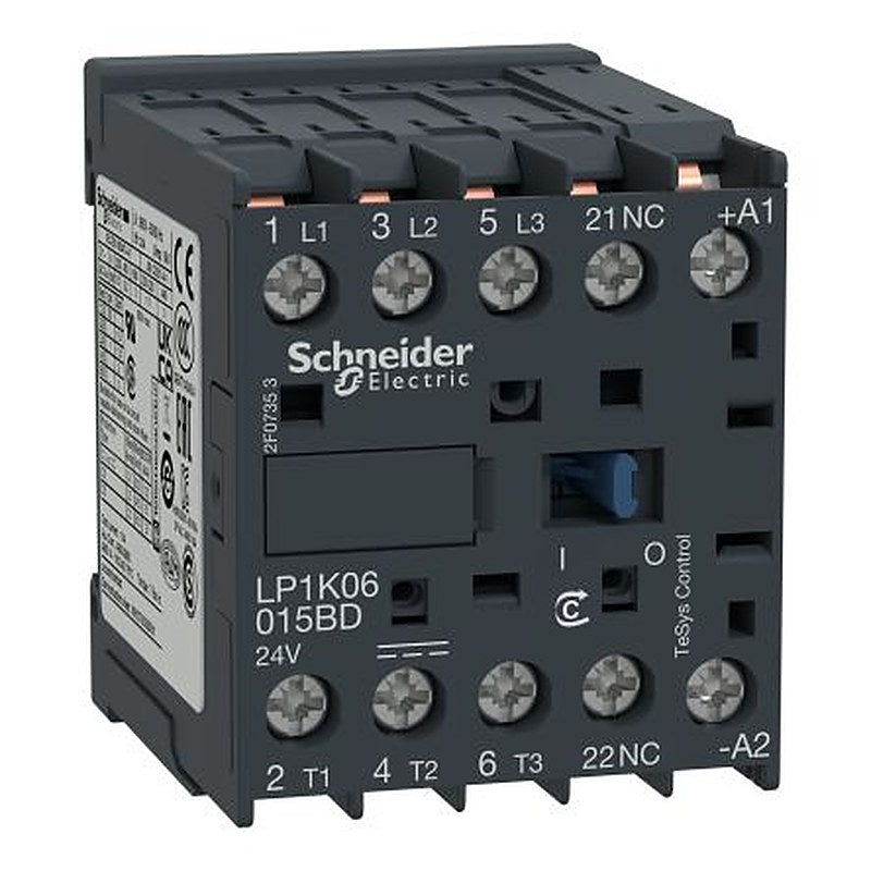Schneider Electric TeSyS K Contactor, 24V dc Coil, 3-Pole, 6 A, 3 kW 24V dc, 3 NO, 690V ac