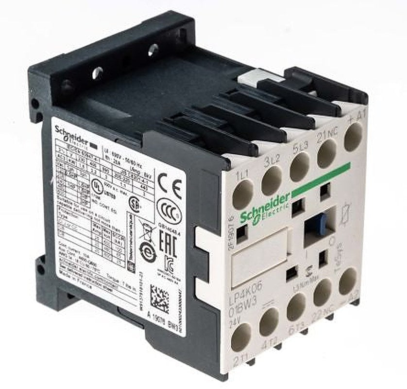 Schneider Electric TeSyS K Contactor, 24V dc Coil, 3-Pole, 6 A, 3 kW 24V dc, 3 NO, 690V ac