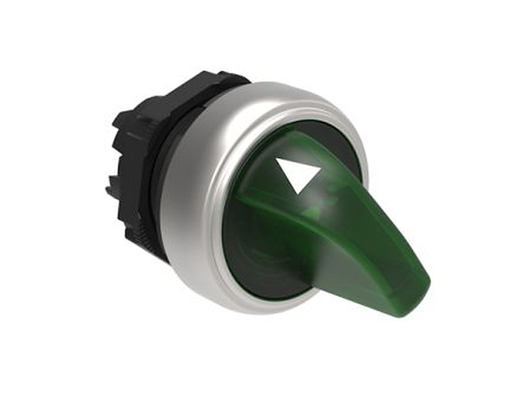Lovato LPCSL12 Series 2 Position Illuminated Selector Switch Head, 29.5 mm Cutout, Green Handle, IP66