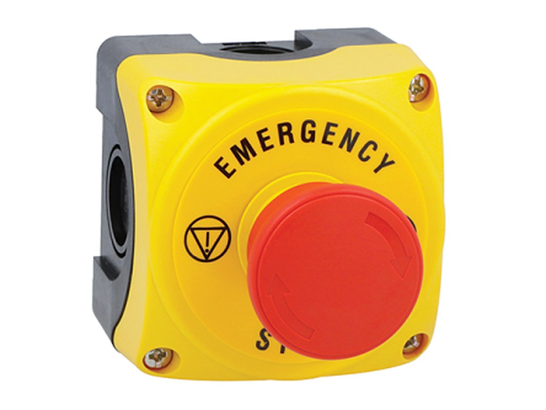 Lovato Mushroom Control Station Switch - NC, Polycarbonate, Yellow, Emergency Stop, IP66, IP67, IP69K