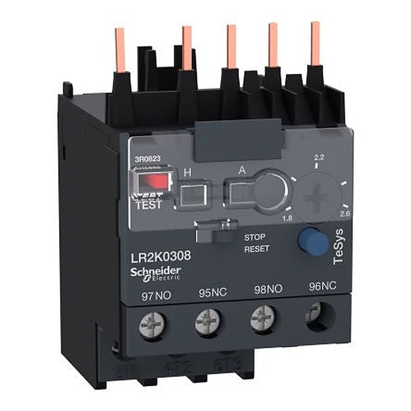 Schneider Electric, TeSys Thermal Overload Relay 1 NO/1 NC, 1.8A, 2.6 A F.L.C, 2.6A Contact Rating, 2 W, 250 V dc, 690V
