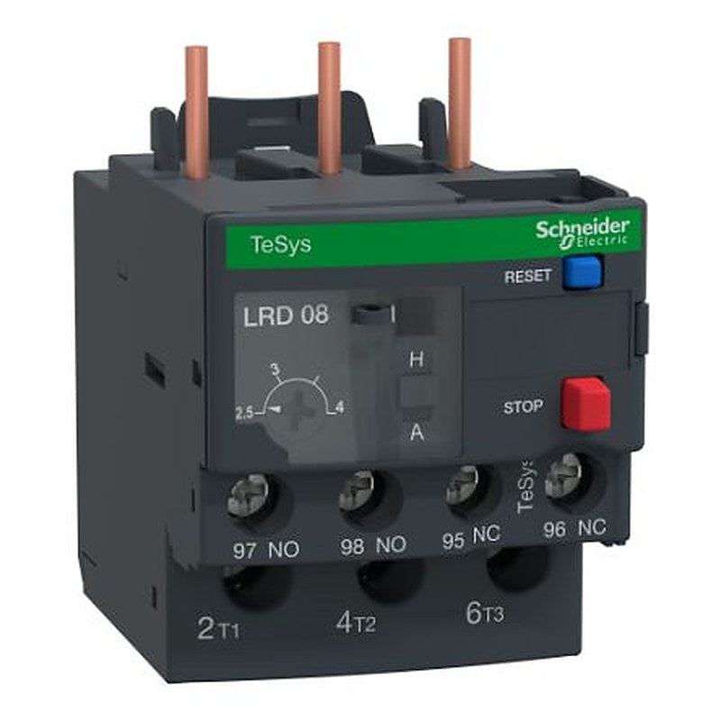 Schneider Electric, TeSyS LR Thermal Overload Relay 1 NO/1 NC, 2.4A, 4 A F.L.C, 5A Contact Rating