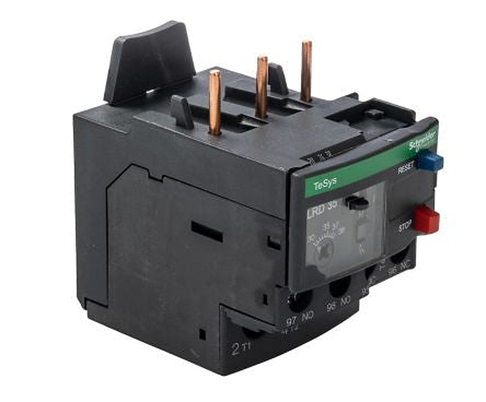 Schneider Electric, TeSyS LR Thermal Overload Relay 1 NO/1 NC, 30A, 38 A F.L.C, 38A Contact Rating, 18.5 kW 3