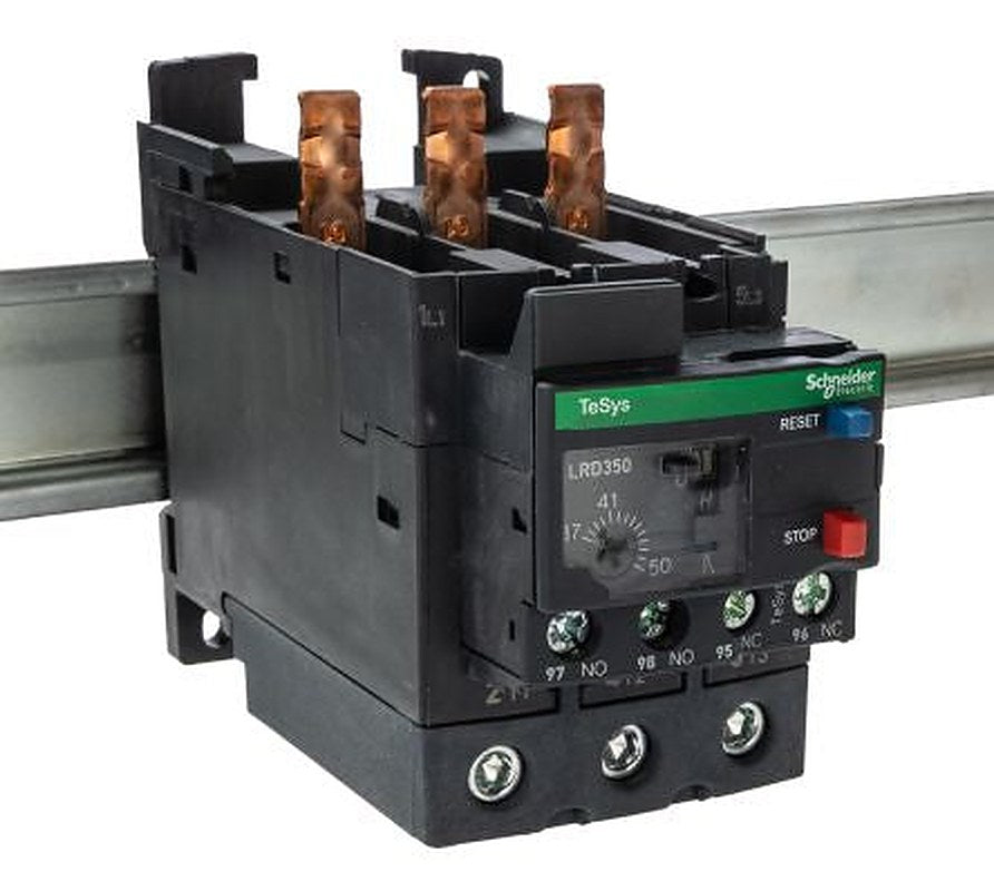 Schneider Electric, TeSyS LR Thermal Overload Relay 1 NO/1 NC, 37A, 50 A F.L.C, 50A Contact Rating, 22 kW, 690V 3