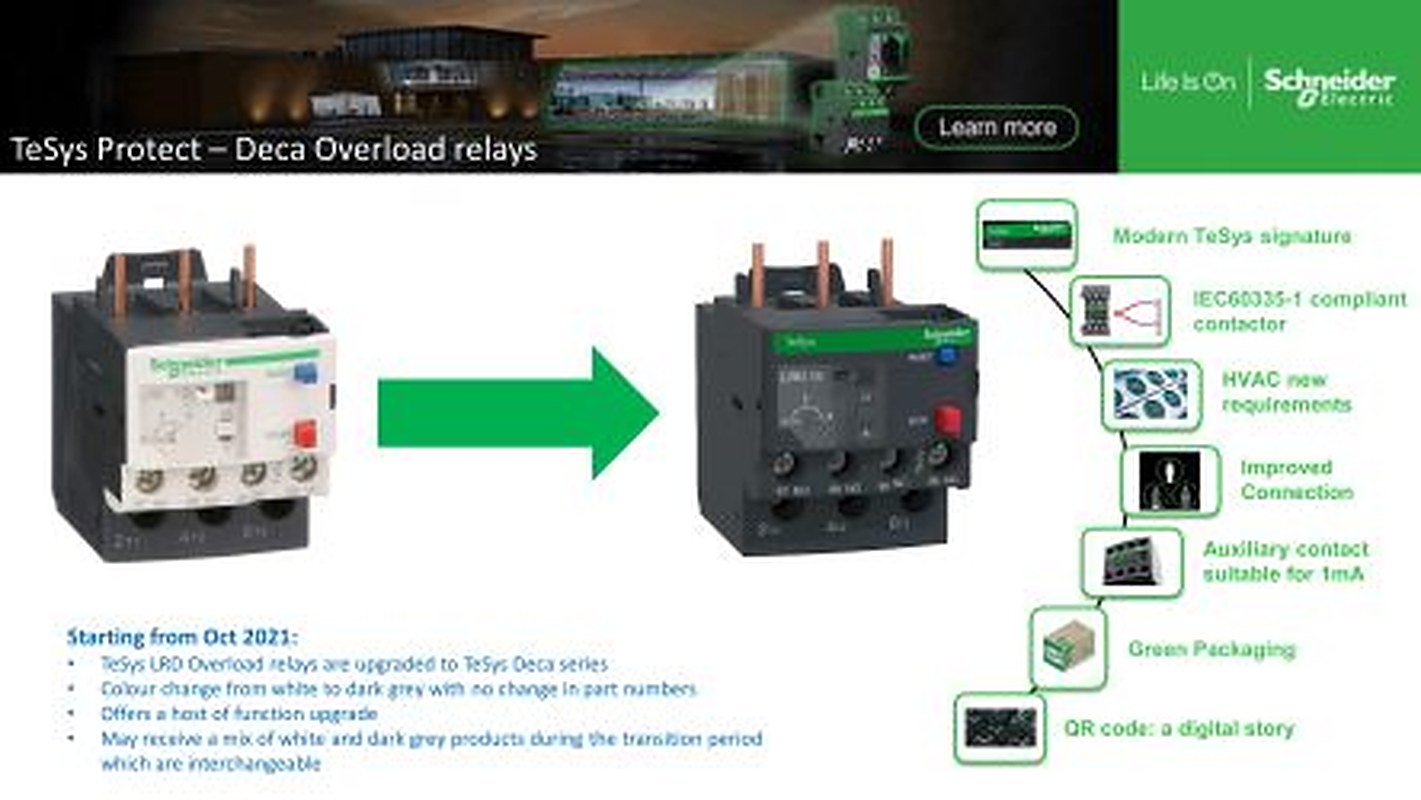 Schneider Electric, LRD Thermal Overload Relay 1 NO/1 NC, 37 kW, 690V ac 3