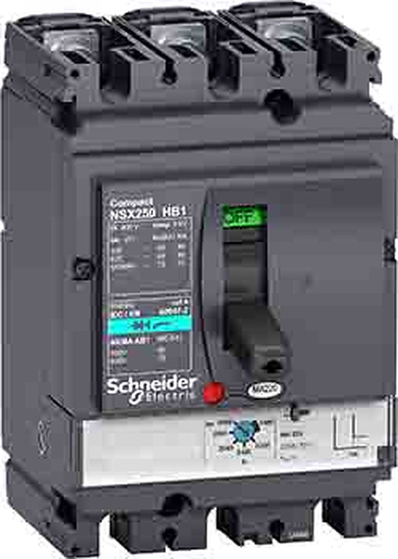 Schneider Electric, ComPact, NSX HB1 Molded Case Circuit Breaker 3-Pole 220A, Breaking Capacity 75 kA, Fixed