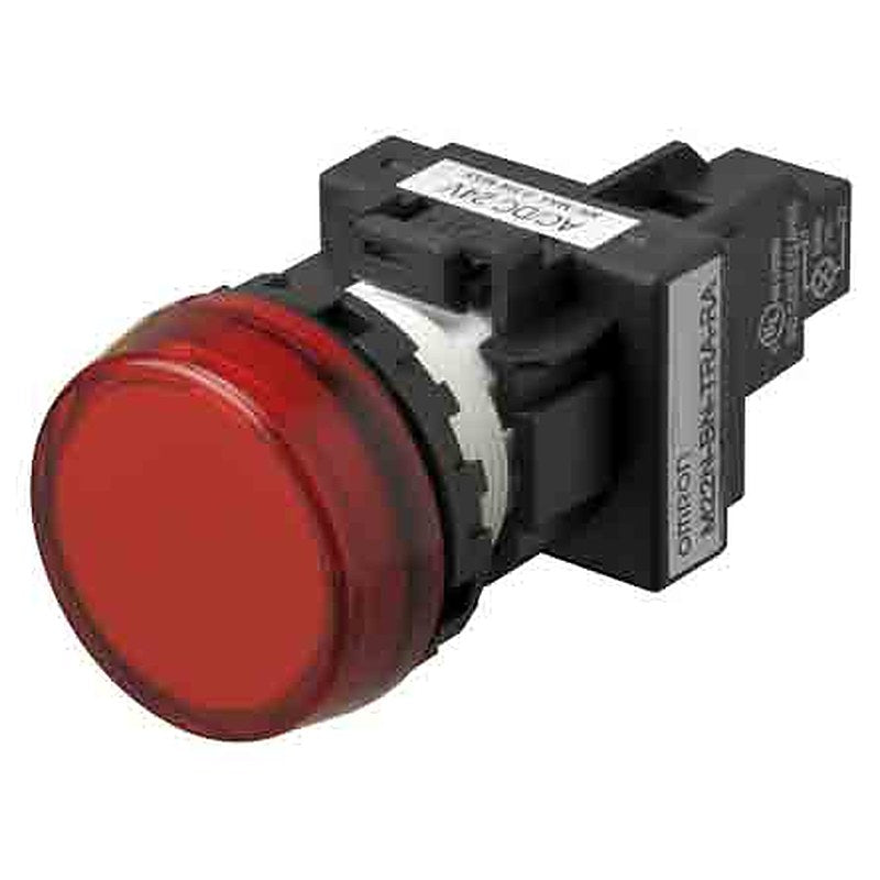 Omron M22N Series Red Miniature Panel Mount Indicator Pilot Light, 120V, Crimp Termination, IP66, 22 mm