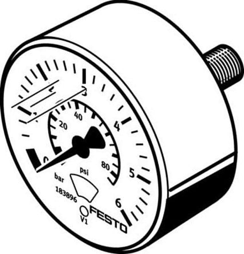 Festo 1/8 in R Threaded Pressure Gauge, 23 mm, 6 bar