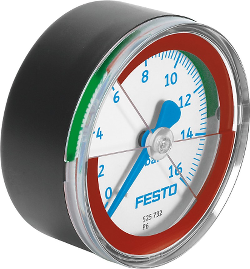 Festo 1/4 in R Threaded Pressure Gauge, 50 mm, 16 bar