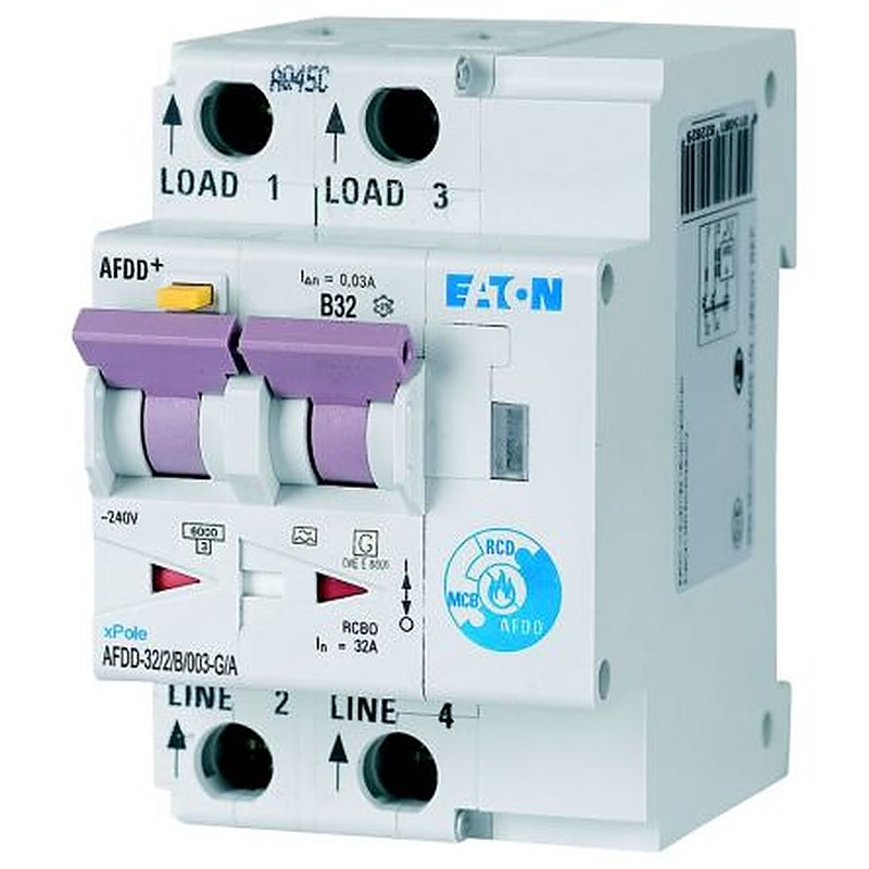 Eaton Residual Current Circuit Breaker with Overload Protection, 6kA Current Rating, 2-Pole, Type B, AFDD Range, xPole -