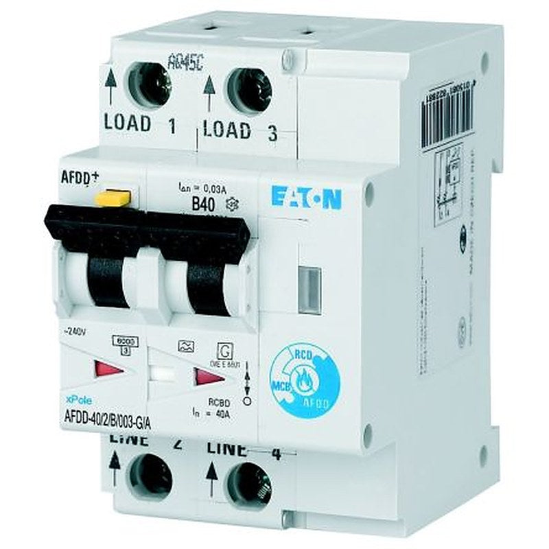 Eaton Residual Current Circuit Breaker with Overload Protection, 6kA Current Rating, 2-Pole, Type B, AFDD Range, xPole -
