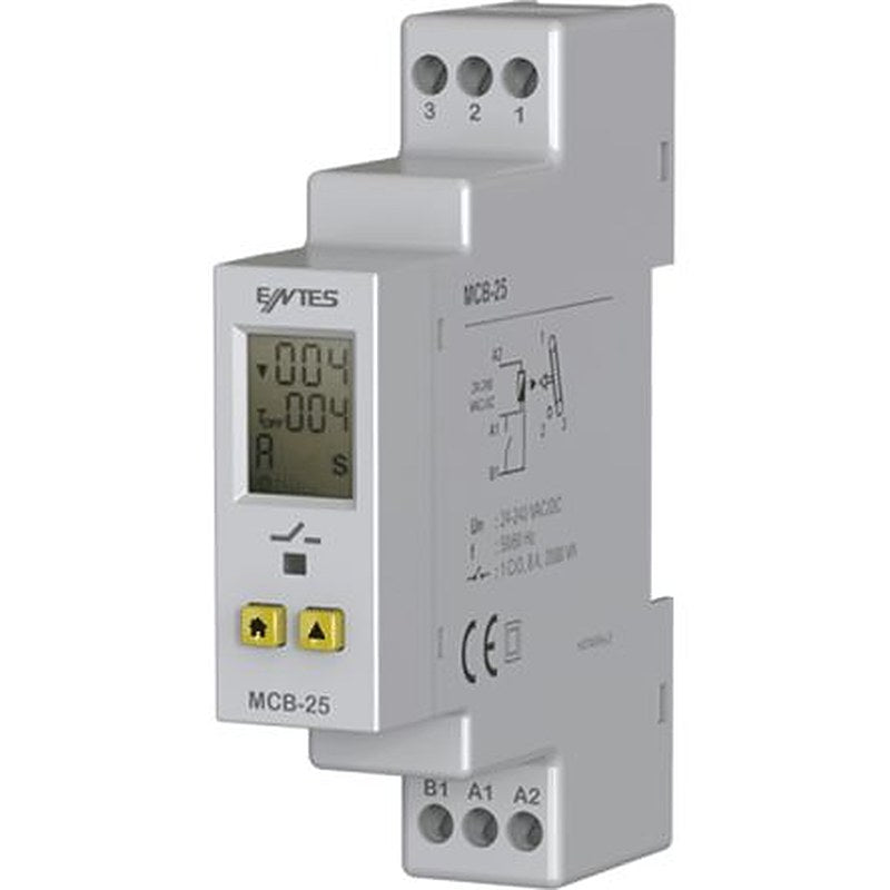 ENTES Miniature Circuit Breaker Series DIN Rail Timer Relay, 1-Contact, 240 V dc 24V ac, 240 V ac, 0.1 s to 999 h,