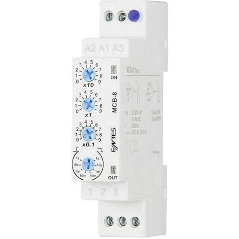 ENTES Miniature Circuit Breaker Series DIN Rail Timer Relay, 1-Contact, 12 to 240 V dc 12V ac, 240 V ac, 0.1 s to 999 h,