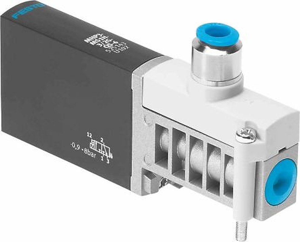 Festo Pneumatic Solenoid/Pilot-Operated Control Valve - 3/2 Closed Monostable Electric Push-in MHP3-M1H-3/2G-QS-6