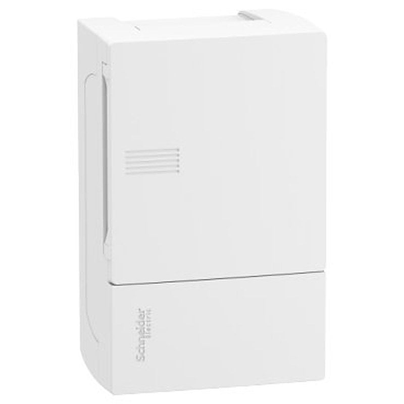 Enclosure, Resi9 MP, surface mounting, 1 row of 4 modules, IP40, white door, no terminal block (Enclosure Resi9 MP) is a Schneider Electric product. Designed for reliable performance and long service life. Available across Iraq — contact us for pricing and delivery options.