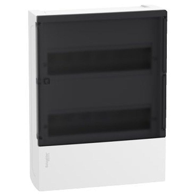 Enclosure, Resi9 MP, surface mounting, 2 rows of 12 modules, IP40, smoked door, 1 earth + 1 neutral terminal blocks (Enclosure Resi9 MP) is a Schneider Electric product. Designed for reliable performance and long service life. Available across Iraq — contact us for pricing and delivery options.