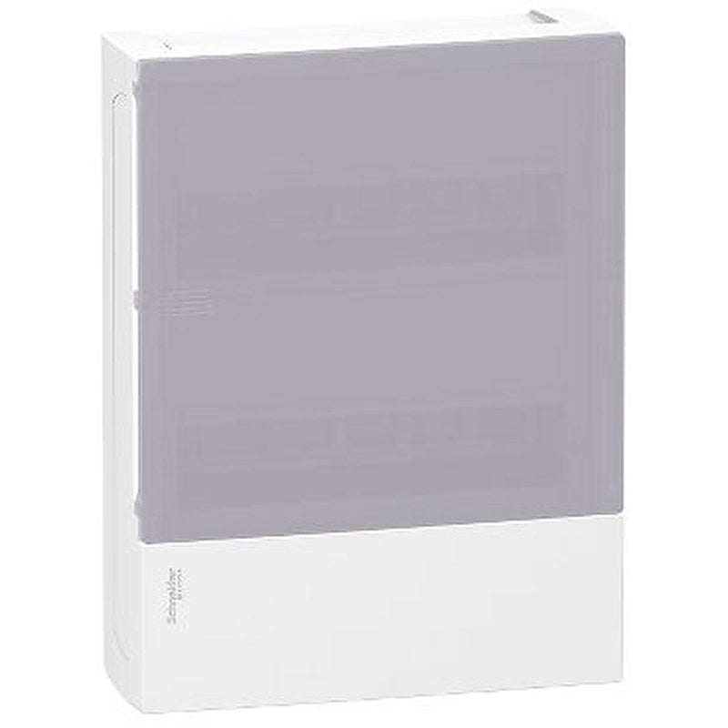 Enclosure, Resi9 MP, surface mounting, 2 rows of 12 modules, IP40, translucid door, 1 earth + 1 neutral terminal blocks (Enclosure Resi9 MP) is a Schneider Electric product. Designed for reliable performance and long service life. Available across Iraq — contact us for pricing and delivery options.