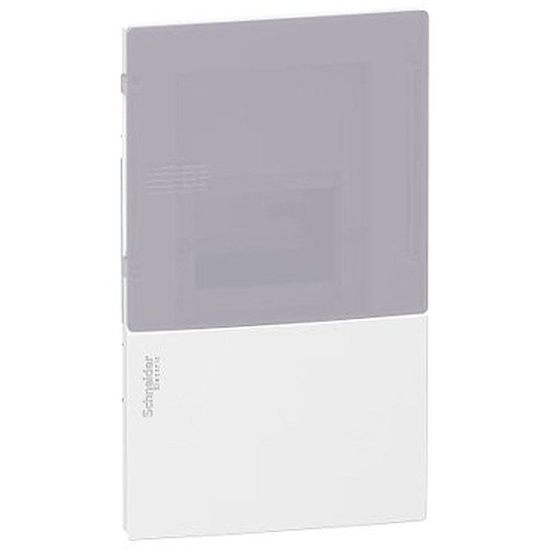 Enclosure, Resi9 MP, flush mounting, 1 row of 4 modules, IP40, translucid door, 1 earth + 1 neutral terminal blocks (Enclosure Resi9 MP) is a Schneider Electric product. Designed for reliable performance and long service life. Available across Iraq — contact us for pricing and delivery options.