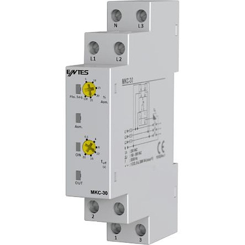 ENTES Phase/Voltage Monitoring Relays, 3 Phase, 1 CO, DIN Rail