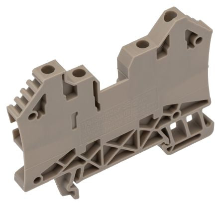 Weidmüller 1905060000 WDU Series Feed Through Terminal Block Dark Beige, 0.5mm², 6 mm², 2-Level, Screw, ATEX, IECE