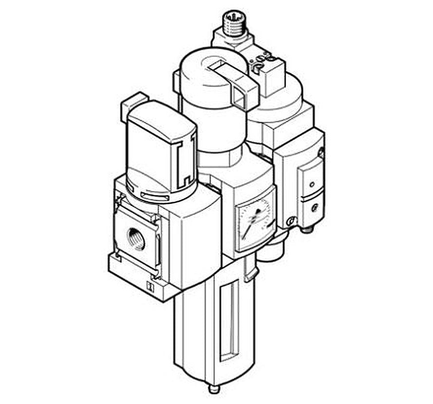 Festo FRL Assembly, Manual Drain, 40 μm Filtration Size Integrated Pressure Gauge