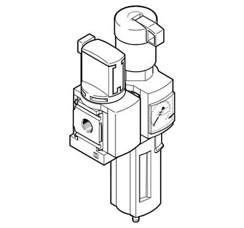 Festo FRL Assembly, Manual Drain, 40 μm Filtration Size Integrated Pressure Gauge
