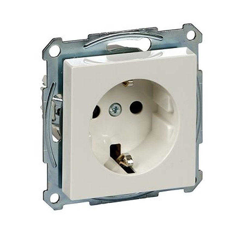 Schneider Electric System M Polar White 1 Gang Plug Socket, 16A, Schuko